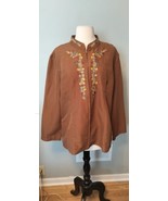 Adrian Delafield By Haband 100% Cotton Embroidery Shirt Jacket - $22.65