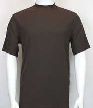 Mens Dressy T-Shirt  Log-In Uomo Soft Crew Neck Corded Short Sleeves 218 Brown - £31.59 GBP