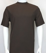 Mens Dressy T-Shirt  Log-In Uomo Soft Crew Neck Corded Short Sleeves 218 Brown - £29.89 GBP