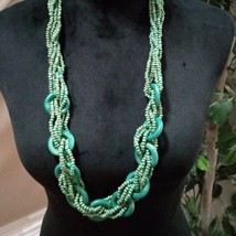 Women Fashion Boho Style Multistrand Green Color Beaded Long Necklace w/ Lobste - £22.21 GBP