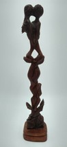 Wooden Abstract Kissing Couple Sculpture Carved by Alicia Fernandez Pomares Cuba - £115.13 GBP