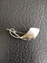 Modernist Brooch Swish Leaf marked ROMA STER Pin Silver Tone MCM MidCentury - £11.67 GBP