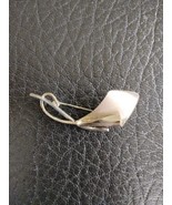 Modernist Brooch Swish Leaf marked ROMA STER Pin Silver Tone MCM MidCentury - $20.29 CAD