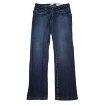 Metro 7 Pants Womens 4 Blue Mid Rise Flat Front Straight Leg Casual Jeans - $25.62