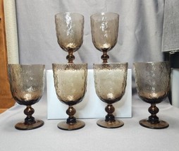 Vintage Textured Sienna Brown Cocktail Chalice Goblet 18oz Wine Glasses Set of 6 - £39.90 GBP