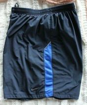 Nike Dri-Fit Women&#39;s Gray/Blue Elastic Drawstring Waist Shorts ~L~ - £6.05 GBP
