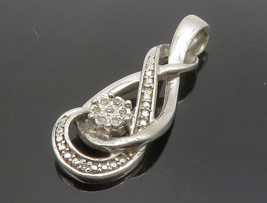 925 Sterling Silver - Genuine Diamonds Floral Infinity Loop Pendant - PT10377 - £40.76 GBP