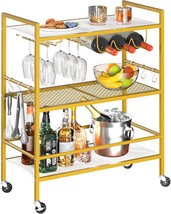 Yoobure Bar Cart With Wheels, Bar Carts For The Home, 3-Tier Rolling Kit... - £47.45 GBP