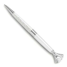 NEW White Crystal Filled with Big Crystal Top Ballpoint Pen - £19.95 GBP