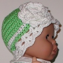 Lime Green Baby Hat, Lime Green And White Baby Girls Hat, Lime White Baby Hat - £11.60 GBP