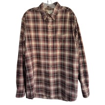 L.L. Bean Long Sleeve Button Down Flannel Shirt Brown Tan Plaid 253770 M... - £10.98 GBP