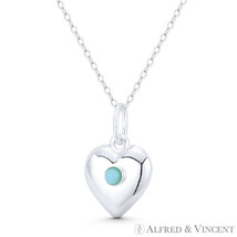 Pillow Heart Turquoise Crystal Love Charm Silver 22x14mm Pendant in 925 Sterling - £12.82 GBP+