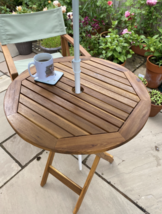 New Outdoor Garden Patio Porch Wooden Round Folding Dining Bistro Table Wood - £98.12 GBP