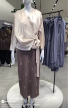 ZARA BNWT 2025. MINK GREY MARL EMBROIDERED LINEN BLEND SKIRT. 6895/270/803 - $3,280.61 MXN