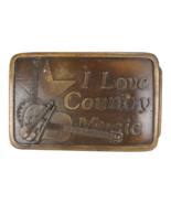 Vintage I Love Country Music Indiana Metal Craft 1970&#39;s Belt Buckle - $197.21 MXN
