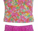 Speedo Girl&#39;s Sporty Splice Tankini 2 Piece Swimsuit (16, Pink/Pineapple... - £46.93 GBP