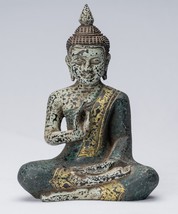 Buddha - Antik Khmer Stil Sitzender Holz Buddha Statue Unterricht Mudra - - $179.47