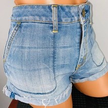 American Eagle Womens 10 Light Wash Cuffed Angled Pockets Jean Shorts - $22.94