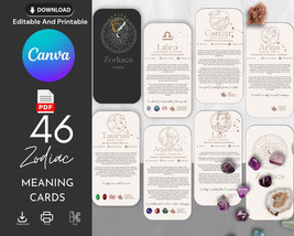 46  Editable and printable zodiac signs Meaning cards - £6.39 GBP