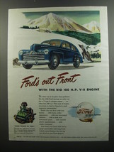 1946 Ford Cars Ad - Ford&#39;s out Front with the big 100 h.p. v-8 engine - £14.72 GBP