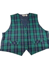 Vintage Bechamel Vest Womens Size 3X Green Blue Red Yellow Plaid Lined C... - £30.37 GBP