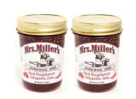 Mrs Millers Jalapeno Red Raspberry Jam (Amish Made) ~ 2 / 8 Oz. Jars - £11.04 GBP