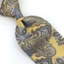 Ermenegildo Zegna Tie Italy Paisley Flower Gold Gray Necktie Luxury Silk... - $188.09