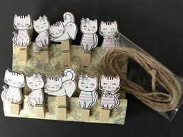 30pcs White Cat Pin Clothespins,Paper Clips,Special Gift for Birthday Favors - £5.75 GBP