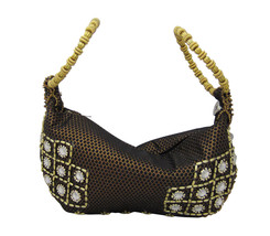 Trendy Black, Bronze &amp; Gold Hobo Style Wristlet Handbag - £19.16 GBP