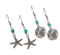 Tropical Silver Artsy Mermaid Starfish Sand Dollar - $69.76