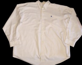 Brooks Bros 346 Supima Cotton No Iron Shirt Size XL Yellow Striped Butto... - $20.89