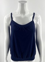 Lands End Tankini Swimsuit Top Womens Size 2 Navy Blue Solid Blouson NEW - £27.69 GBP