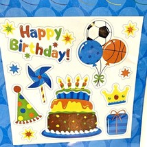 Magnet Set Happy Birthday Sports Balloon Cake Stars Banner Reusable 11 pcs NEW - £3.95 GBP
