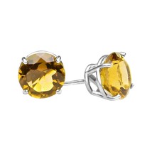 2 CT Round Yellow Citrine Solitaire Stud Earrings 14K White Gold Plated - £105.67 GBP
