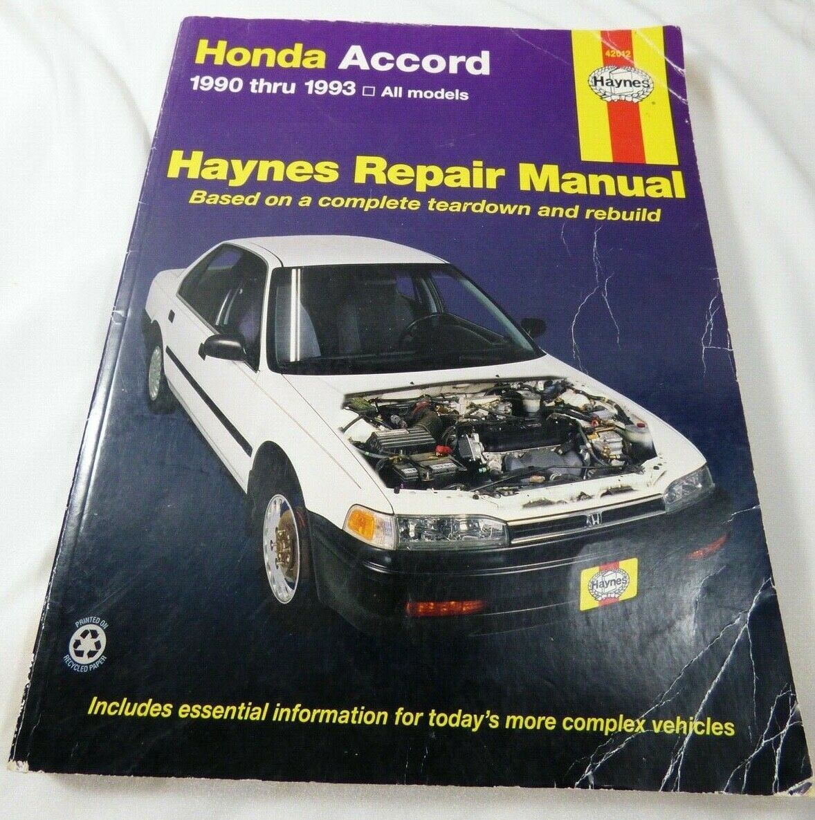 Haynes 42012 Repair Manual Honda Accord All Models 1990-1993 book - $11.88