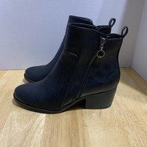 CITY CLASSIFIED TROOP-S ZIPPER HIGH FRONT SHORT HEEL ANKLE BOOTIES Black... - $23.28