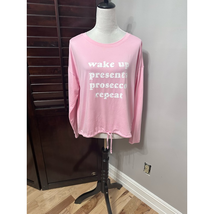 Wildfox Lounge Shirt Women&#39;s M Pink &quot; Wake Up Presents Prosecco Repeat&quot; New - £11.87 GBP