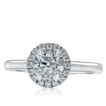 GIA Certified 1.23Ct Round Brilliant Diamond Halo Engagement Ring 14k Wh... - £3,350.45 GBP