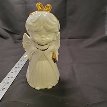 Ceramic Kissing Pose Girl Angel 8” Gold Hair Bow , Book And Collar. White Wings - £7.43 GBP