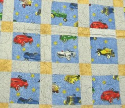Handmade Crib Quilt Pedal Cars Tractors Trucks Signed Dated 2012 Baby Bo... - $22.40