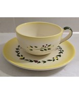 Vintage Brock of California Yellow &amp; Floral Porcelain Cup &amp; Saucer - $346.16 MXN
