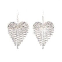 925 Silver Plated CZ Diamond Love Heart Drop Dangle Earrings - £7.98 GBP