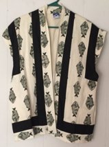 Cheppu women L vest white with black fish pockets 100% cotton made in Nepal - £19.73 GBP