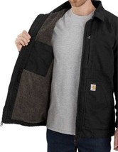 NWOT Carhartt Men&#39;s Loose Fit Washed Duck Sherpa-Lined Coat Black Size L - £65.89 GBP