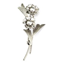 Vintage DCE Curtis Sterling Silver Flower Brooch Pin - $21.77