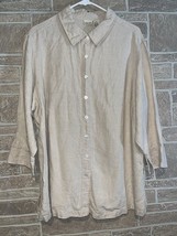 Linden Hill 100% Linen Button Down Top Lagenlook  Coastal Casual Size 1X - $21.78