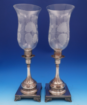 Shell by Unknown Silverplate Glass Hurricane Lamp Candlestick Pair  (#8299) - €468,22 EUR