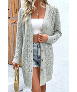 Openwork Button Down Long Sleeve Cardigan - $99.62 CAD