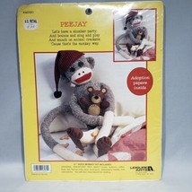 Peejay Sock Monkey Kit 21” Stuffed Animal Toy Leisure Arts Craft 46260 - £13.54 GBP