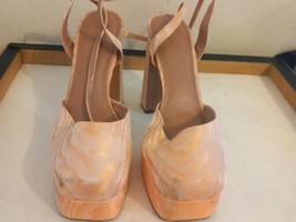 Women&#39;s Asos Design Size 9 hi-heel Patent Leather Pink Orange Express Shipping - £29.31 GBP
